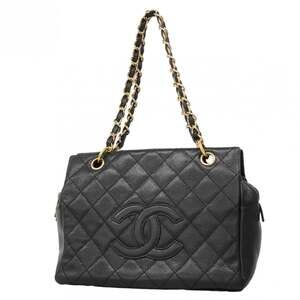 Chanel Matelassé Chain Shoulder Bag, Caviar Leather, Black, Women's